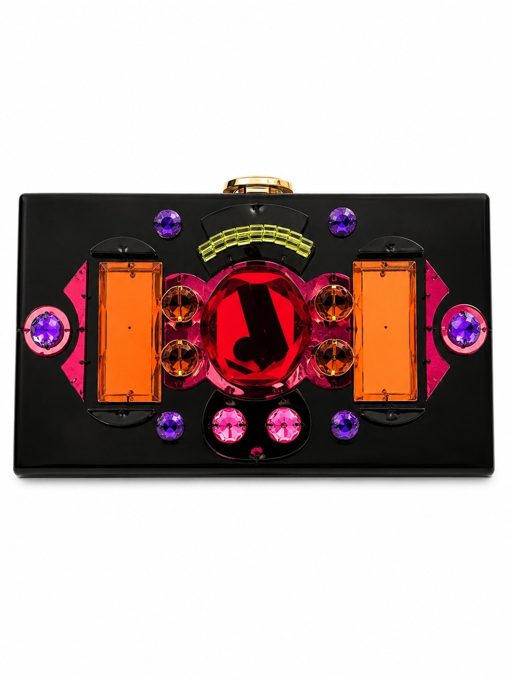Rare Vintage Yves Saint Laurent Jeweled Patent Leather Minaudière Clutch